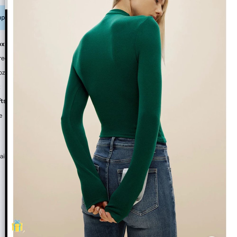 NWT NavyThermal Brushed Mock Neck Crop Top - Picture 4 of 4